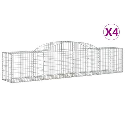 vidaXL Arched Gabion Baskets 4 pcs 300x50x60/80 cm Galvanised Iron