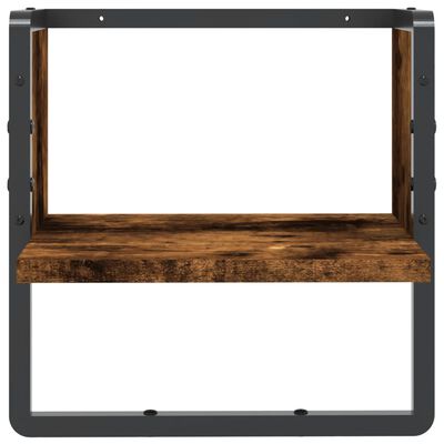 vidaXL Wall Shelf with Bar Smoked Oak 30x25x30 cm