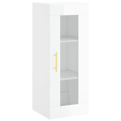 vidaXL Highboard High Gloss White 34.5x34x180 cm Engineered Wood