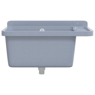 vidaXL Sink Washbasin for Wall Mounting Grey 60x40x28 cm Resin