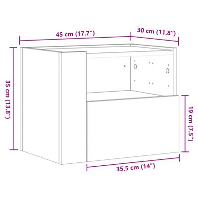 vidaXL Wall-mounted Bedside Cabinets 2 pcs Concrete Grey 45x30x35 cm