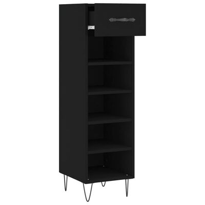 vidaXL Shoe Cabinet Black 30x35x105 cm Engineered Wood