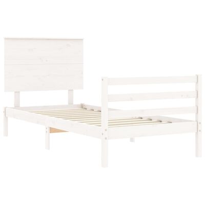 vidaXL Bed Frame without Mattress White Small Single Solid Wood