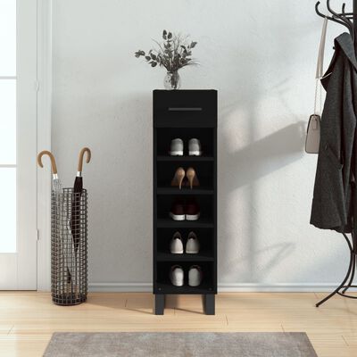 vidaXL Shoe Cabinet Black 30x35x105 cm Engineered Wood