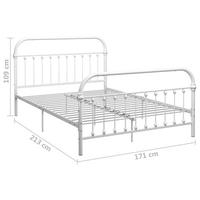 vidaXL Bed Frame without Mattress with Headboard White 160x200 cm Metal