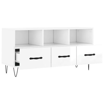 vidaXL TV Cabinet High Gloss White 102x36x50 cm Engineered Wood