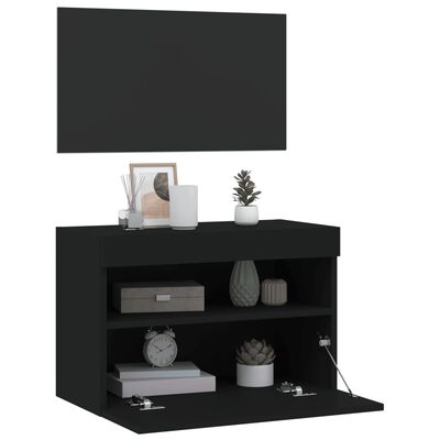 vidaXL TV Wall Cabinet with LED Lights Black 60x30x40 cm