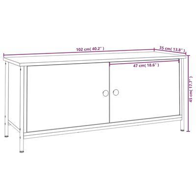 vidaXL TV Cabinet with Doors Black 102x35x45 cm Engineered Wood