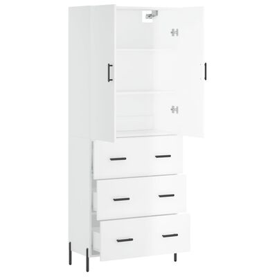 vidaXL Highboard High Gloss White 69.5x34x180 cm Engineered Wood