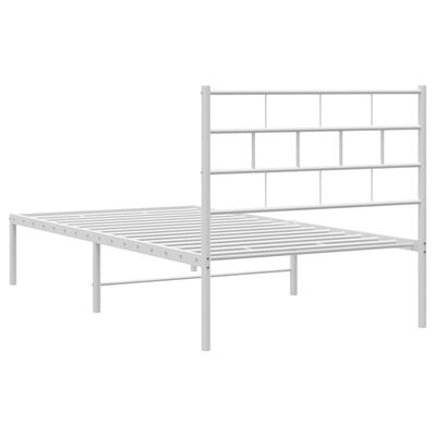 vidaXL Metal Bed Frame with Headboard White 100x200 cm