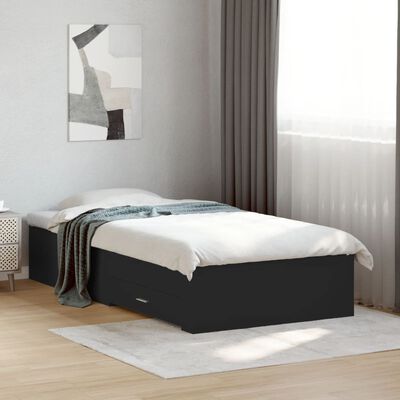 vidaXL Bed Frame with Drawers Black 180x200 cm Super King Engineered Wood