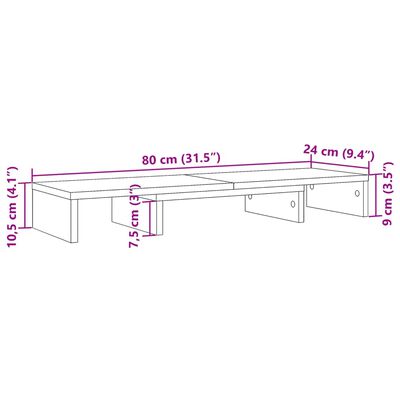 vidaXL Monitor Stand Riser Adjustable Old Wood 80x24x10.5 cm Engineered Wood