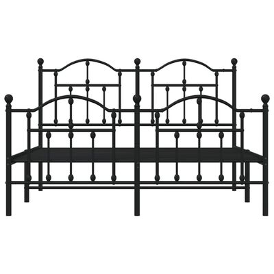 vidaXL Metal Bed Frame without Mattress with Footboard Black 140x190 cm