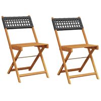 vidaXL Bistro Chairs 2 pcs Black Solid Wood Acacia and Poly Rattan