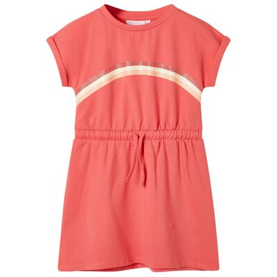 Kids' Dress with Drawstring Coral 128