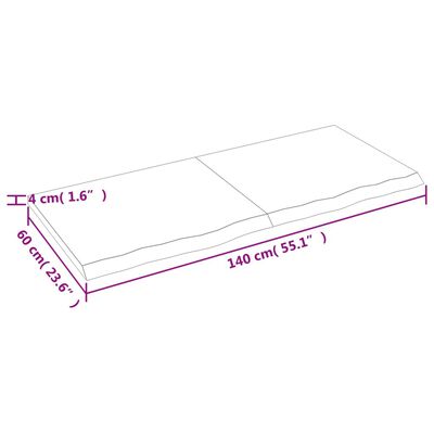 vidaXL Table Top 140x60x(2-4) cm Untreated Solid Wood Oak