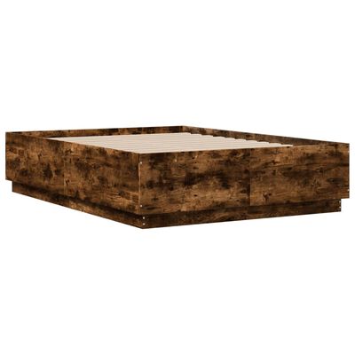 vidaXL Bed Frame Smoked Oak 140x190 cm Engineered Wood
