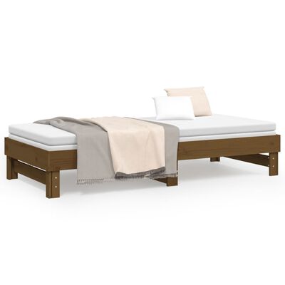 vidaXL Pull-out Day Bed without Mattress Honey Brown 2x(80x200) cm