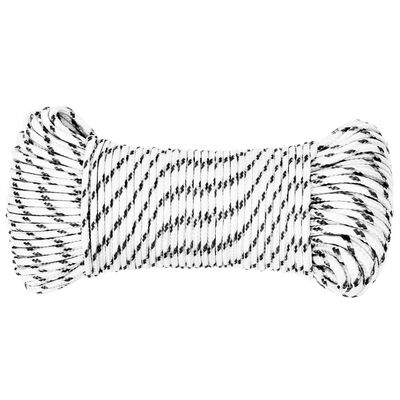 vidaXL Braided Boat Rope White 5 mmx25 m Polyester