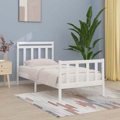 vidaXL Bed Frame without Mattress White Solid Wood Pine 100x200 cm