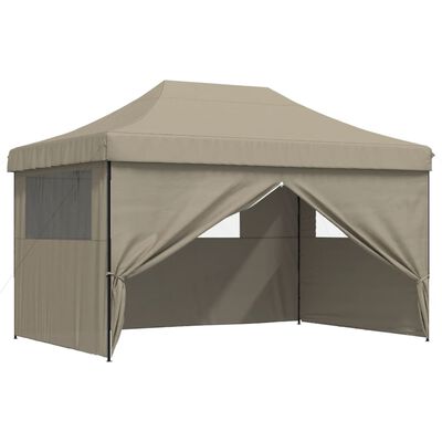 vidaXL Foldable Party Tent Pop-Up with 4 Sidewalls Taupe