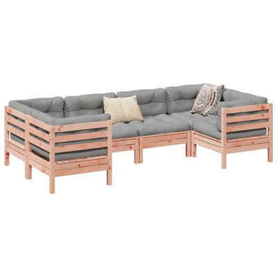 vidaXL 6 Piece Garden Sofa Set with Cushions Solid Wood Douglas Fir