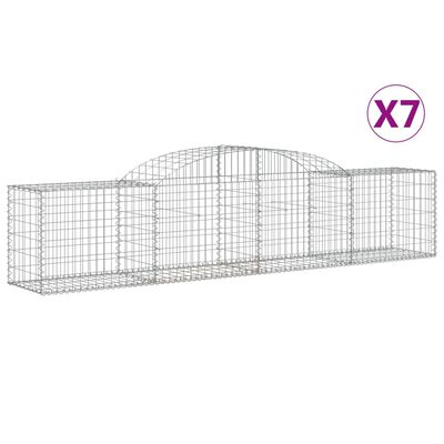 vidaXL Arched Gabion Baskets 7 pcs 300x50x60/80 cm Galvanised Iron