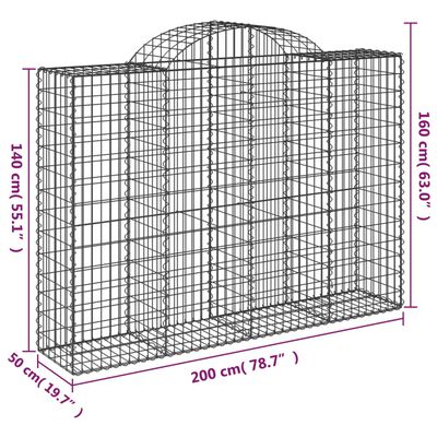 vidaXL Arched Gabion Baskets 7 pcs 200x50x140/160 cm Galvanised Iron