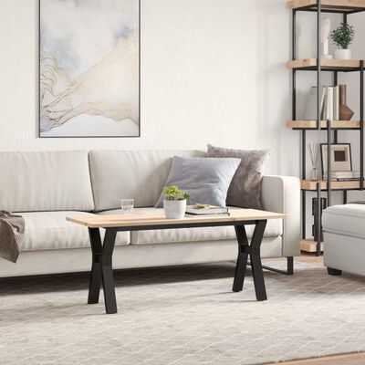 vidaXL Coffee Table Y-Frame 110x40x45 cm Solid Wood Pine and Cast Iron