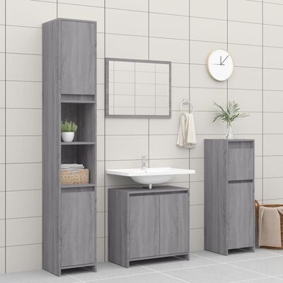 vidaXL Bathroom Cabinet Grey Sonoma 60x33x61 cm Engineered Wood