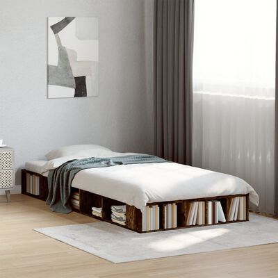 vidaXL Bed Frame Smoked Oak 90x200 cm Engineered Wood