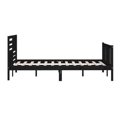 vidaXL Bed Frame without Mattress Black Solid Wood 140x200 cm (810086+814148)