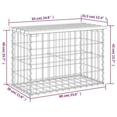 vidaXL Garden Bench Gabion Design 63x31.5x42 cm Solid Wood Douglas