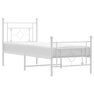 vidaXL Metal Bed Frame without Mattress with Footboard White 80x200 cm