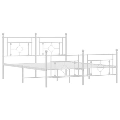 vidaXL Metal Bed Frame without Mattress with Footboard White 150x200 cm King Size