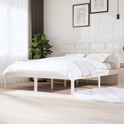 vidaXL Bed Frame without Mattress White Super King Solid Wood