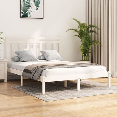 vidaXL Bed Frame without Mattress White 150x200 cm King Size Solid Wood