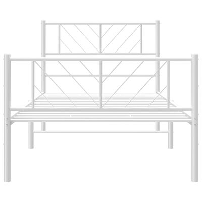 vidaXL Metal Bed Frame without Mattress with Footboard White 100x190 cm