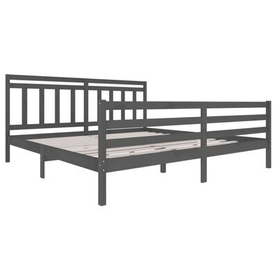 vidaXL Bed Frame without Mattress Grey Solid Wood 200x200 cm (810452+814116)