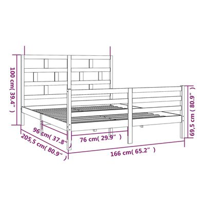 vidaXL Bed Frame without Mattress White Solid Wood 160x200 cm (810441+814205)