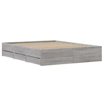 vidaXL Bed Frame with Drawers without Mattress Grey Sonoma 140x200 cm