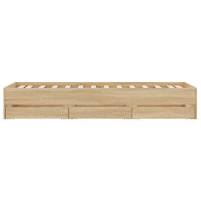 vidaXL Bed Frame with Drawers without Mattress Sonoma Oak 75x190 cm Small Single