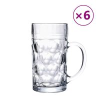 vidaXL Beer Mugs with Handle Glass 6 pcs 1000 ml