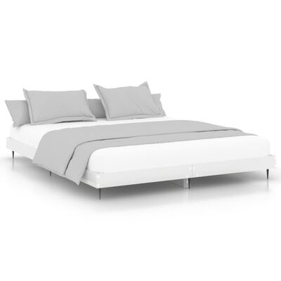 vidaXL Bed Frame without Mattress High Gloss White 150x200 cm King Size