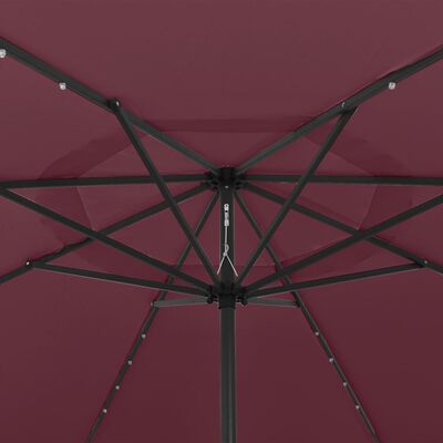 vidaXL Garden Parasol with LED Lights 400 cm Bordeaux Red