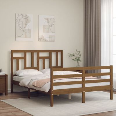 vidaXL Bed Frame without Mattress Honey Brown Small Double Solid Wood