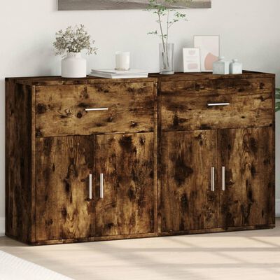 vidaXL Sideboards 2 pcs Smoked Oak 60x31x70 cm Engineered Wood