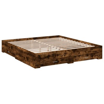 vidaXL Bed Frame with Drawers without Mattress Smoked Oak 180x200 cm Super King