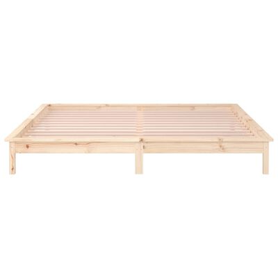 vidaXL LED Bed Frame without Mattress 135x190 cm Double Solid Wood