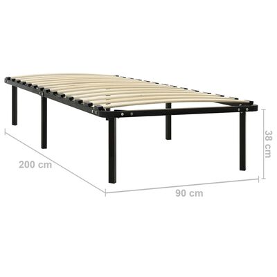 vidaXL Bed Frame without Mattress Black Metal 90x200 cm